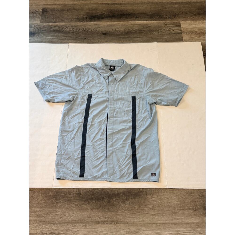 Nike ACG Dri Fit Button Front Shirt Mens Small Blue Short Sleeve Outdoor